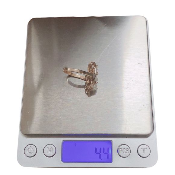 Vintage .585 14K Solid Yellow Gold Baroque Pearl & Diamond Estate Ring Sz 8.5 - Picture 12 of 12